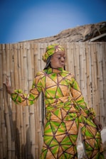 a person in a colorful dress