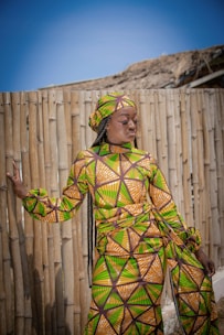 a person in a colorful dress