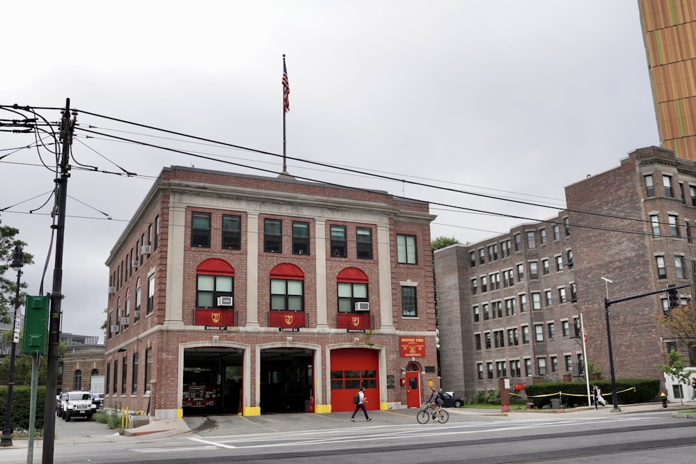 a building with a flag on top