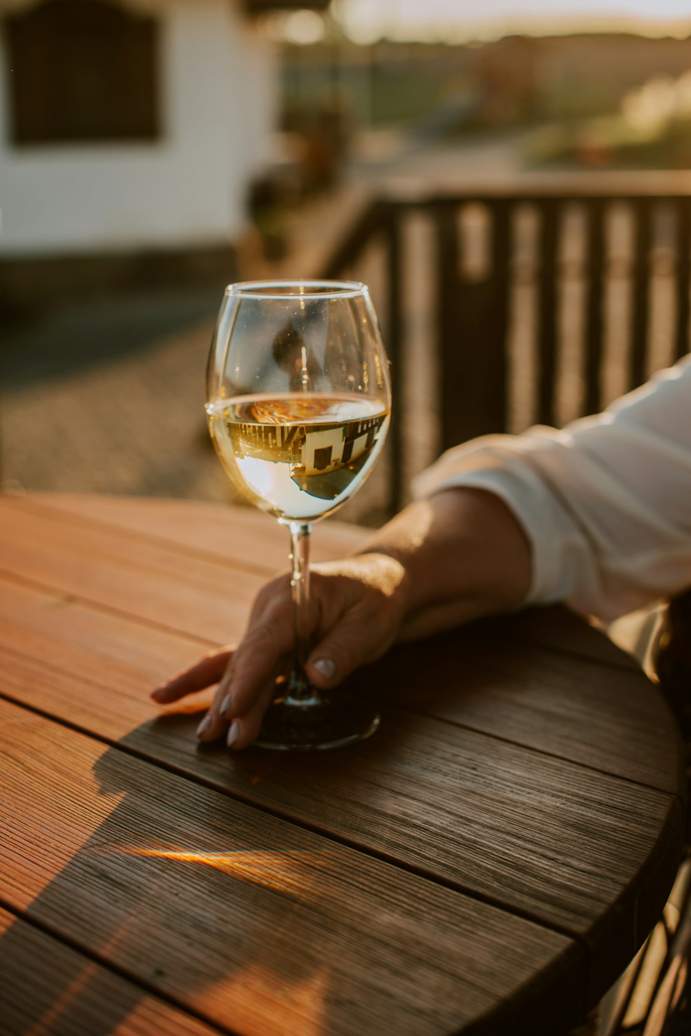 a person holding a glass of wine