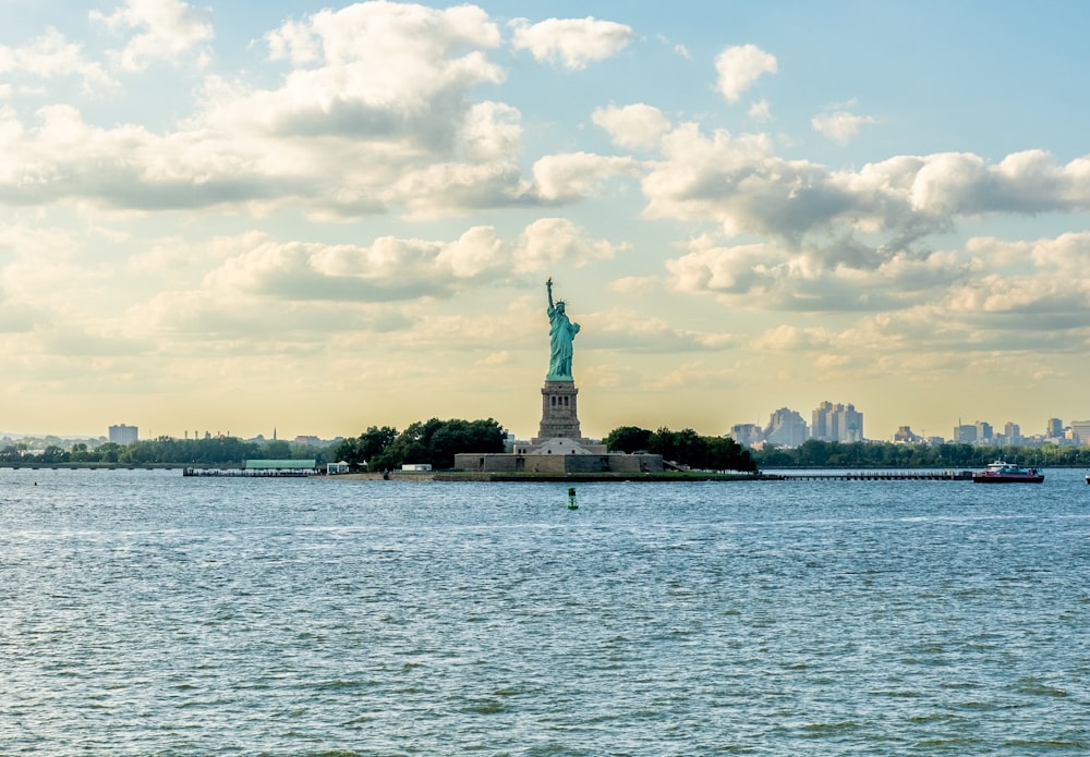 a statue on an island