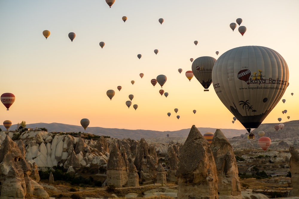 a group of hot air balloons in the sky