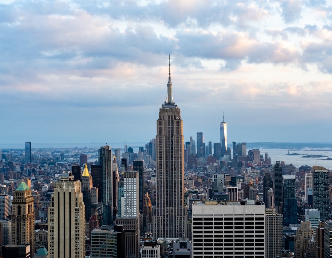 a city with tall buildings,