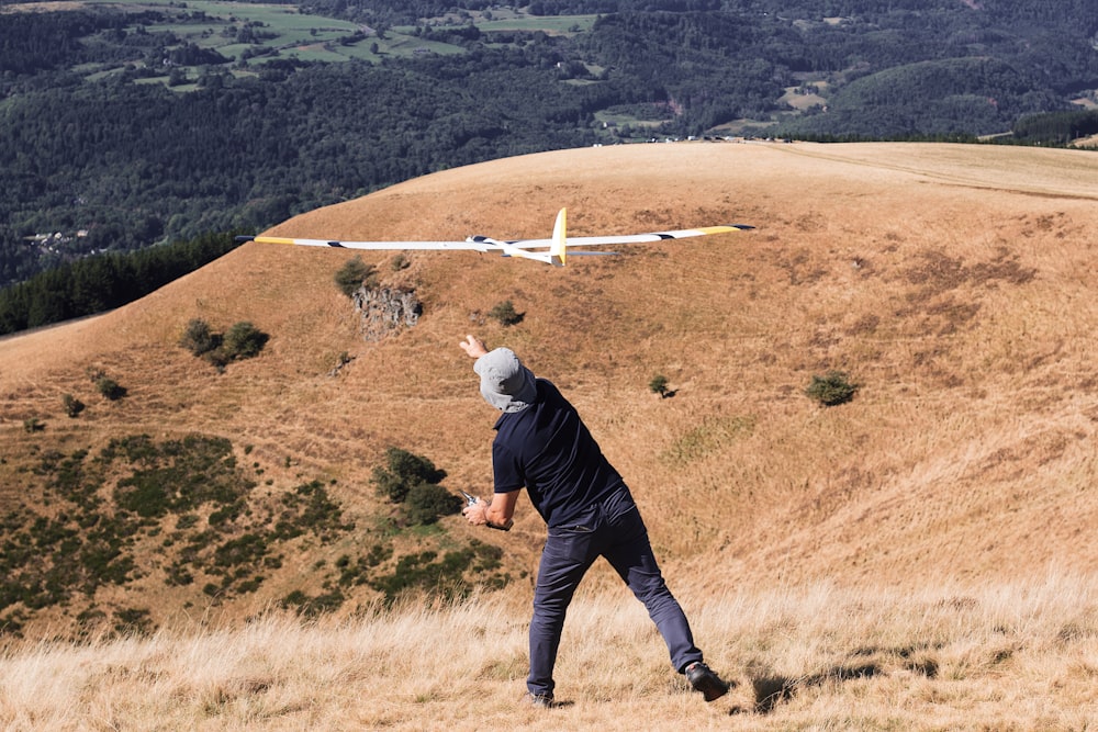 a man flying a plane