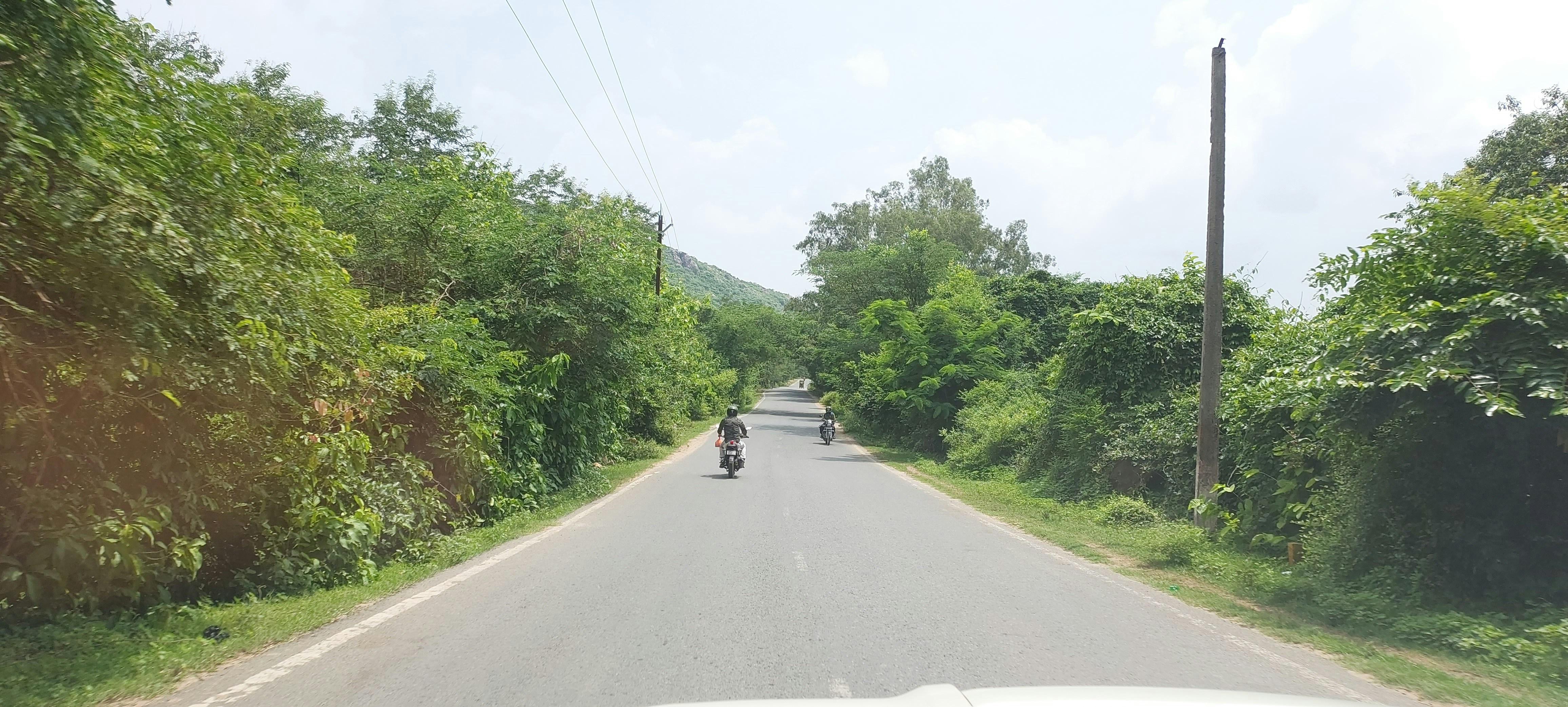 a couple of motorcycles on a road
