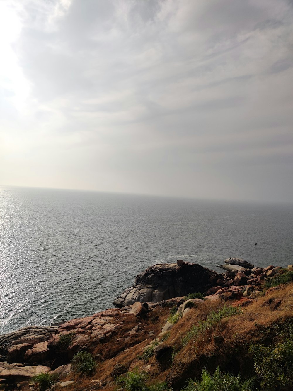 a rocky cliff overlooking the ocean