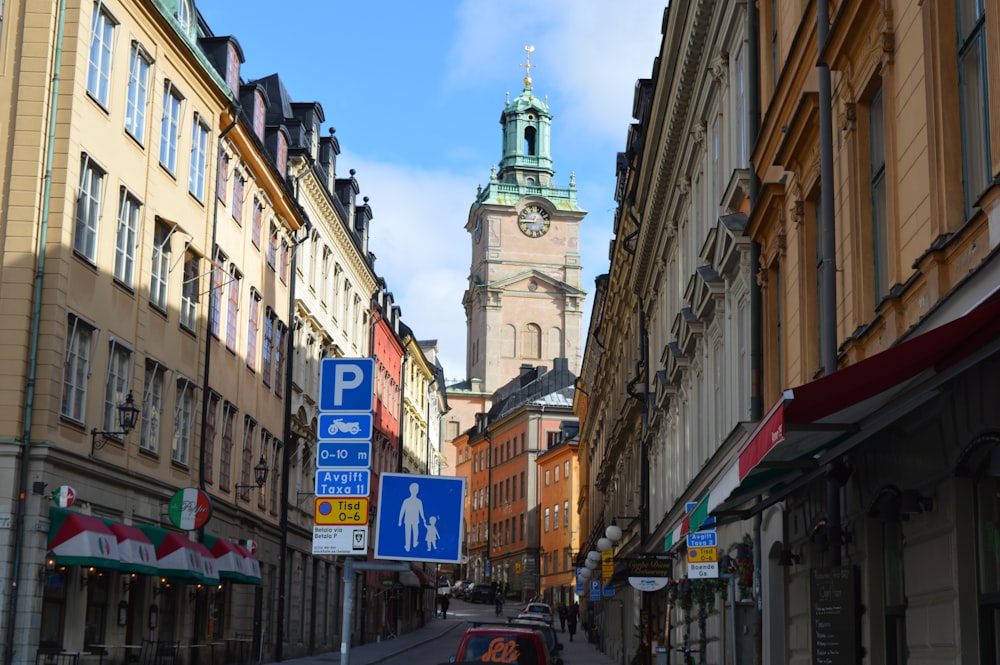 a clock tower in a city