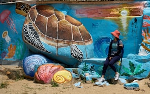 Colorful educational posters about turtle conservation displayed at a local school