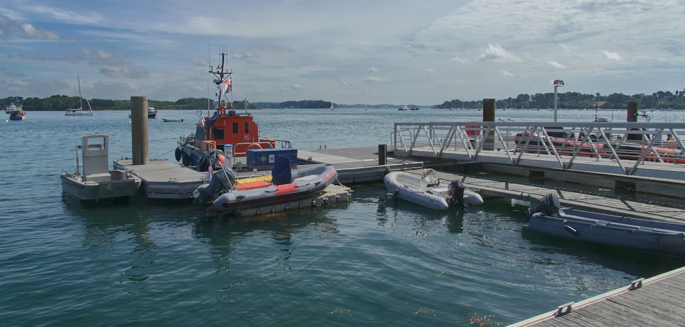 a group of boats in a body of water