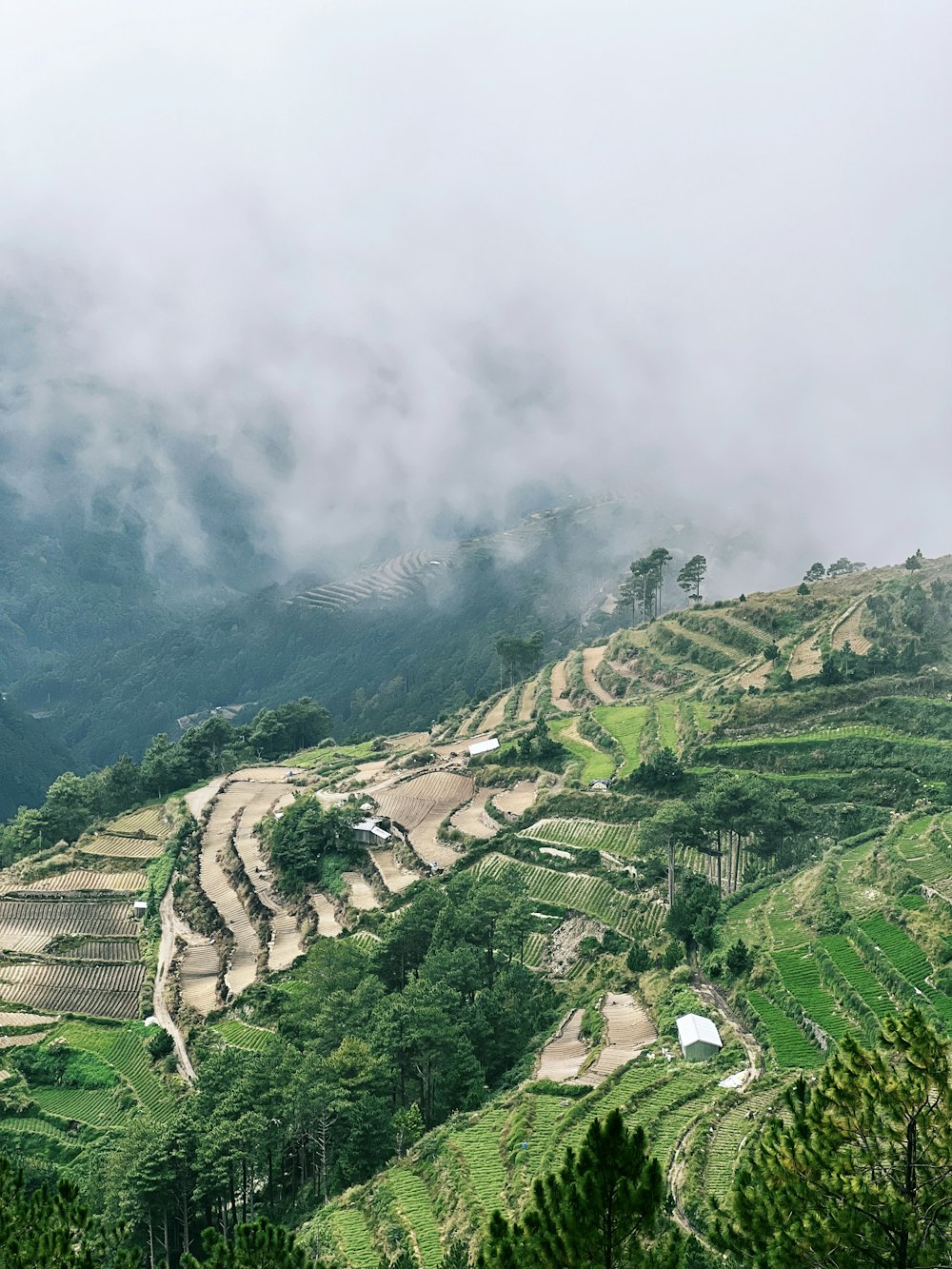 a large stone wall on a hill