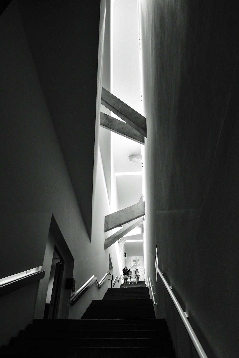 a staircase leading up to a window