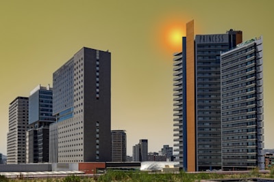 a group of tall buildings