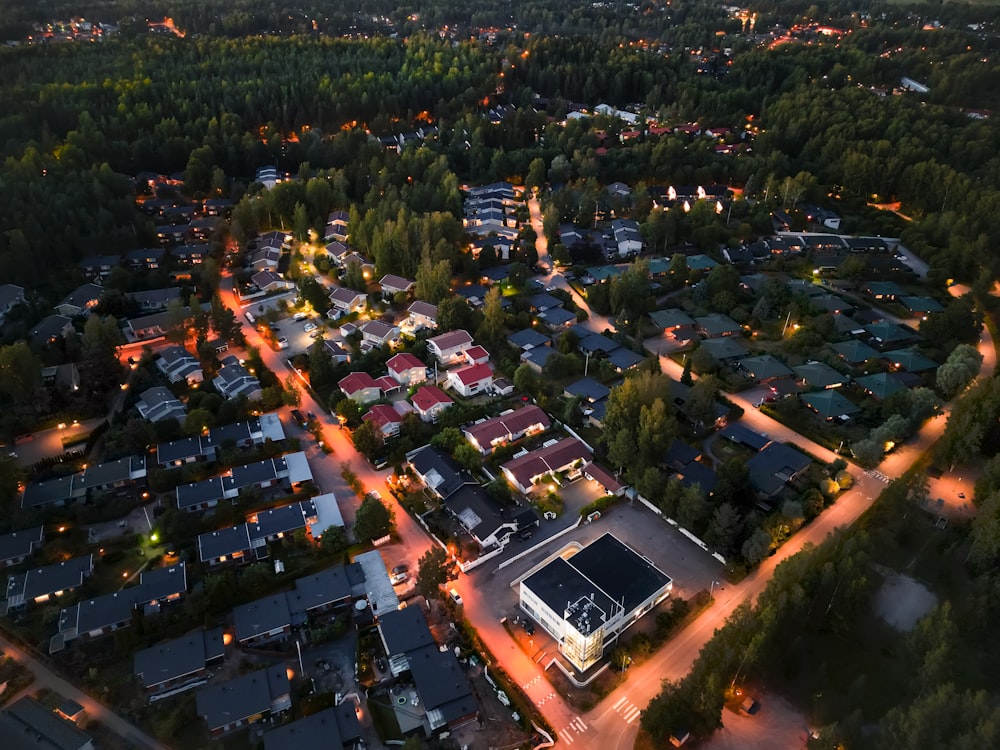 a high angle view of a parking lot