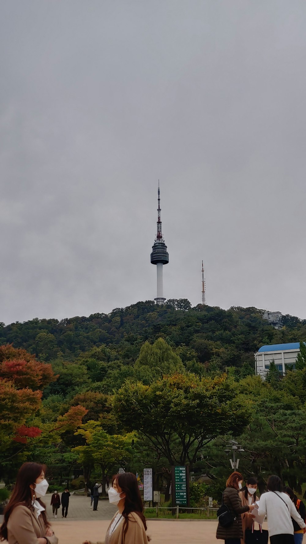 a tall tower in the distance