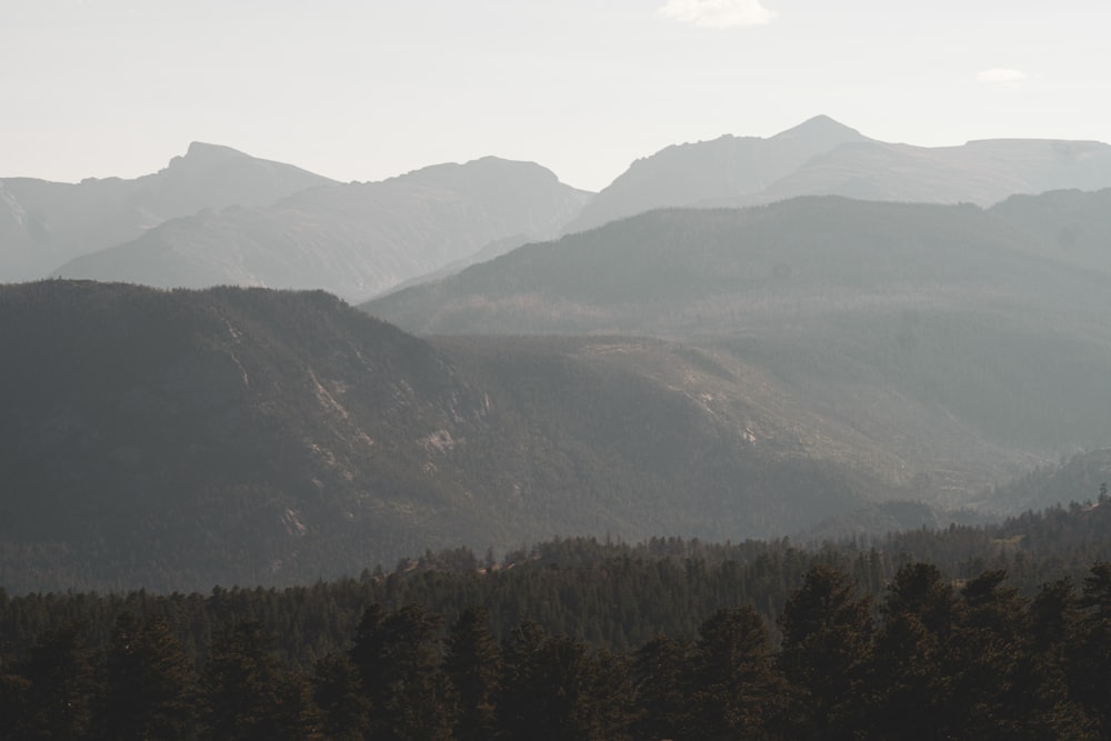 a landscape with hills and trees