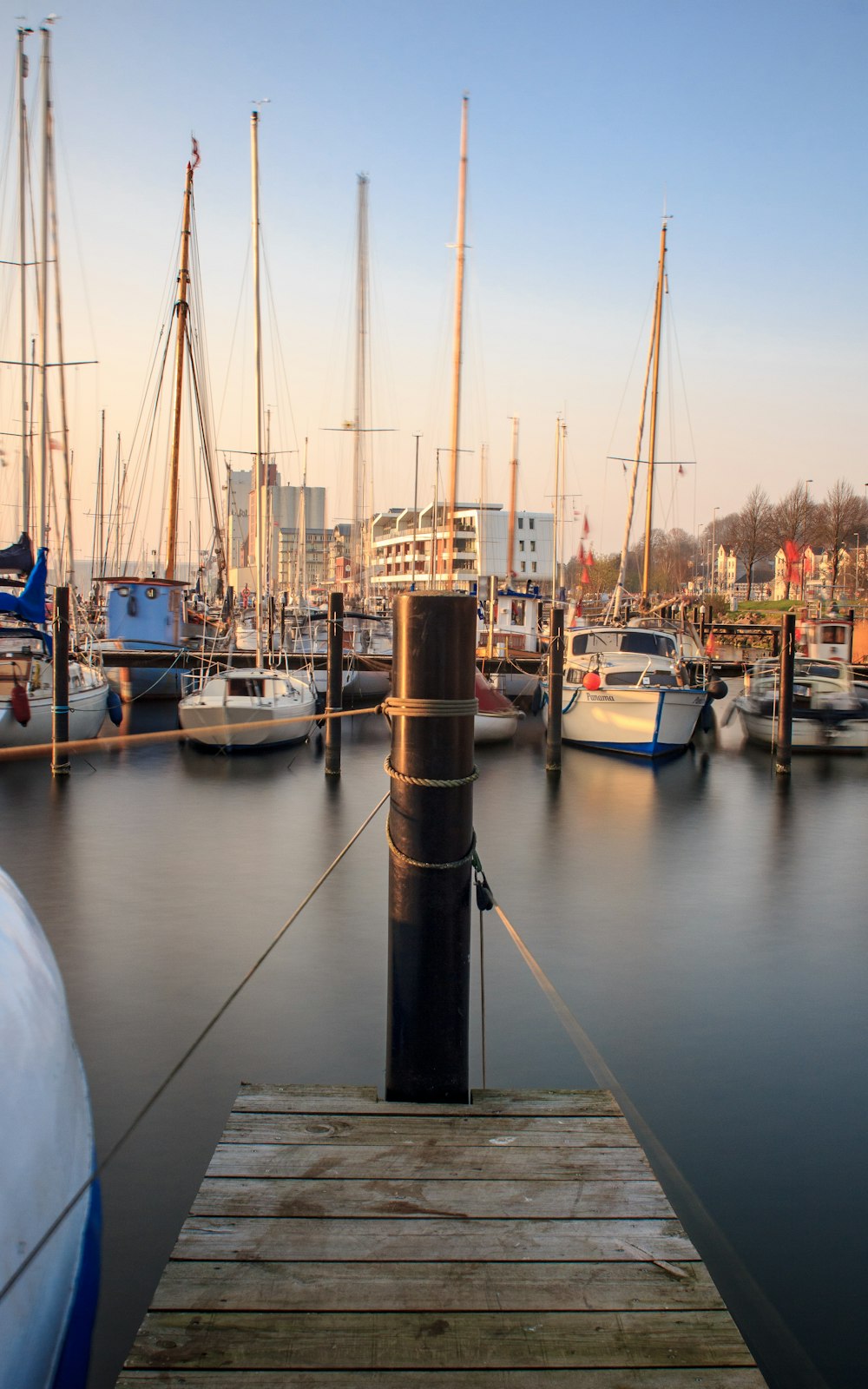 a dock with many boats in it