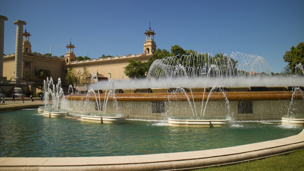 a fountain with water shooting up