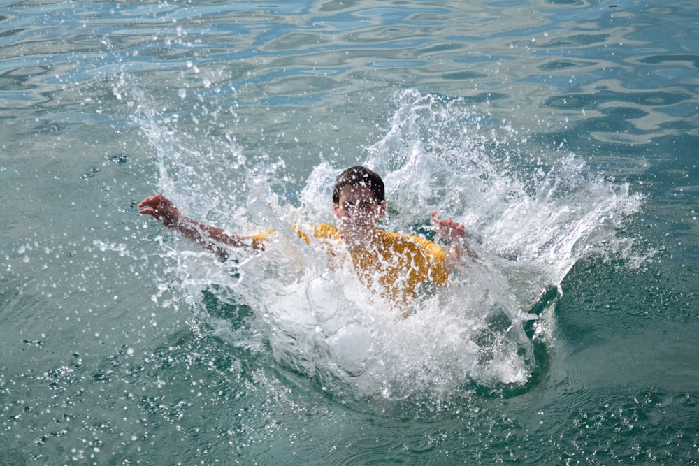 a person swimming in the ocean