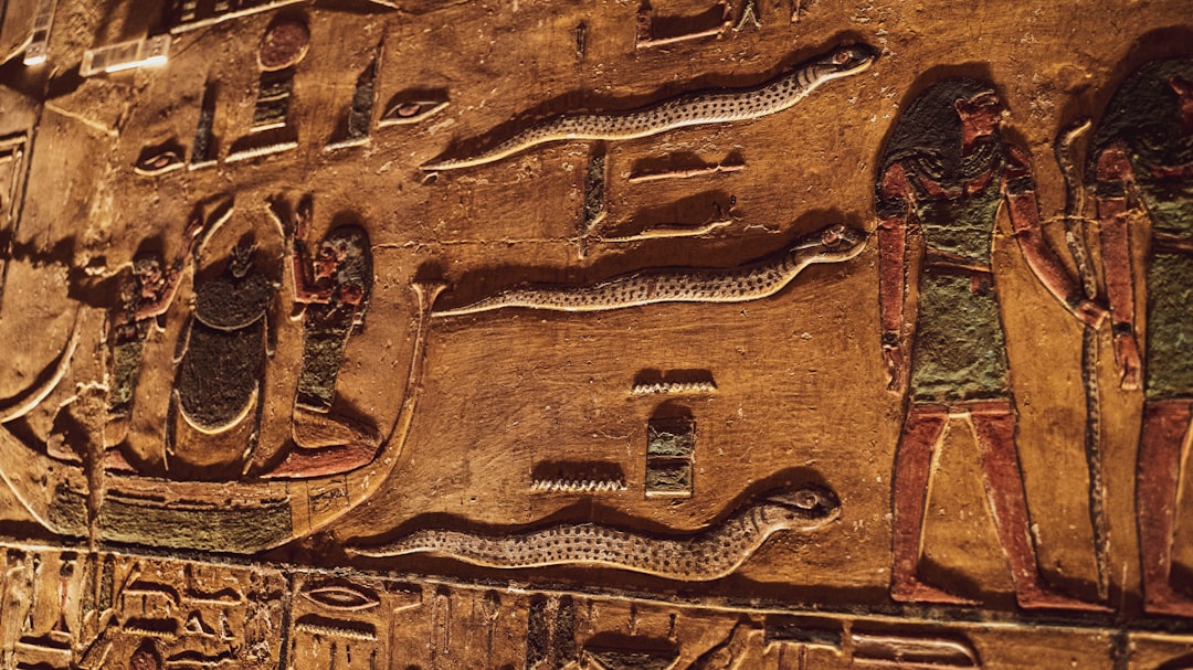 map, Remarkably well preserved hieroglyphics in the tomb of Set I in the Valley of the Kings in Luxor Egypt.