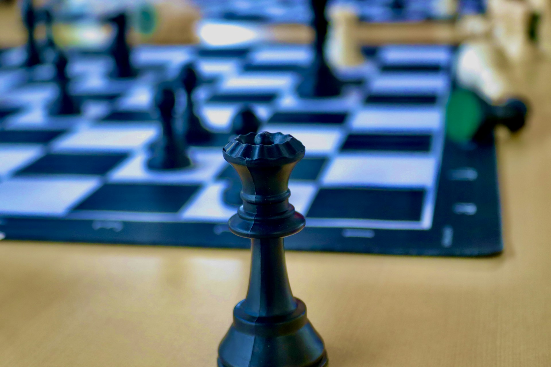 a close-up of a chess board