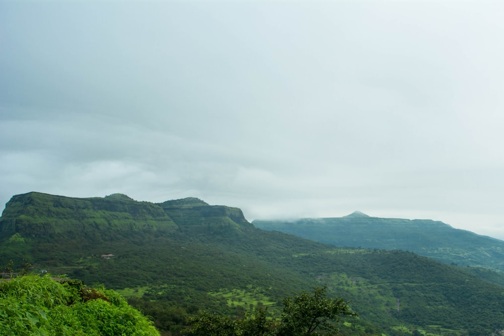 a landscape with hills and trees