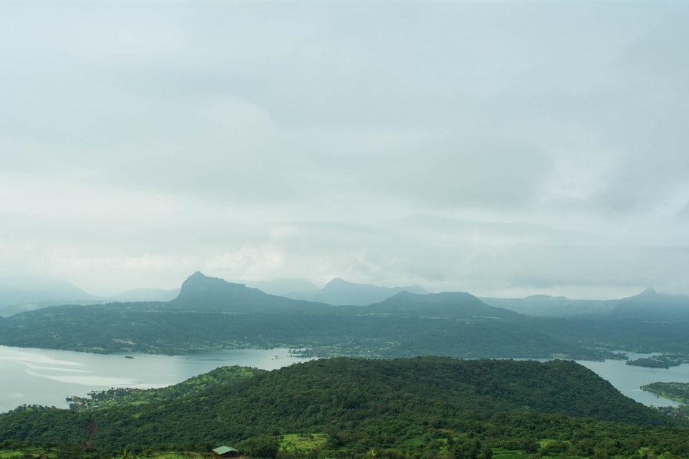 a landscape with hills and trees