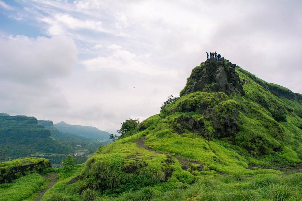 a group of people on a mountain