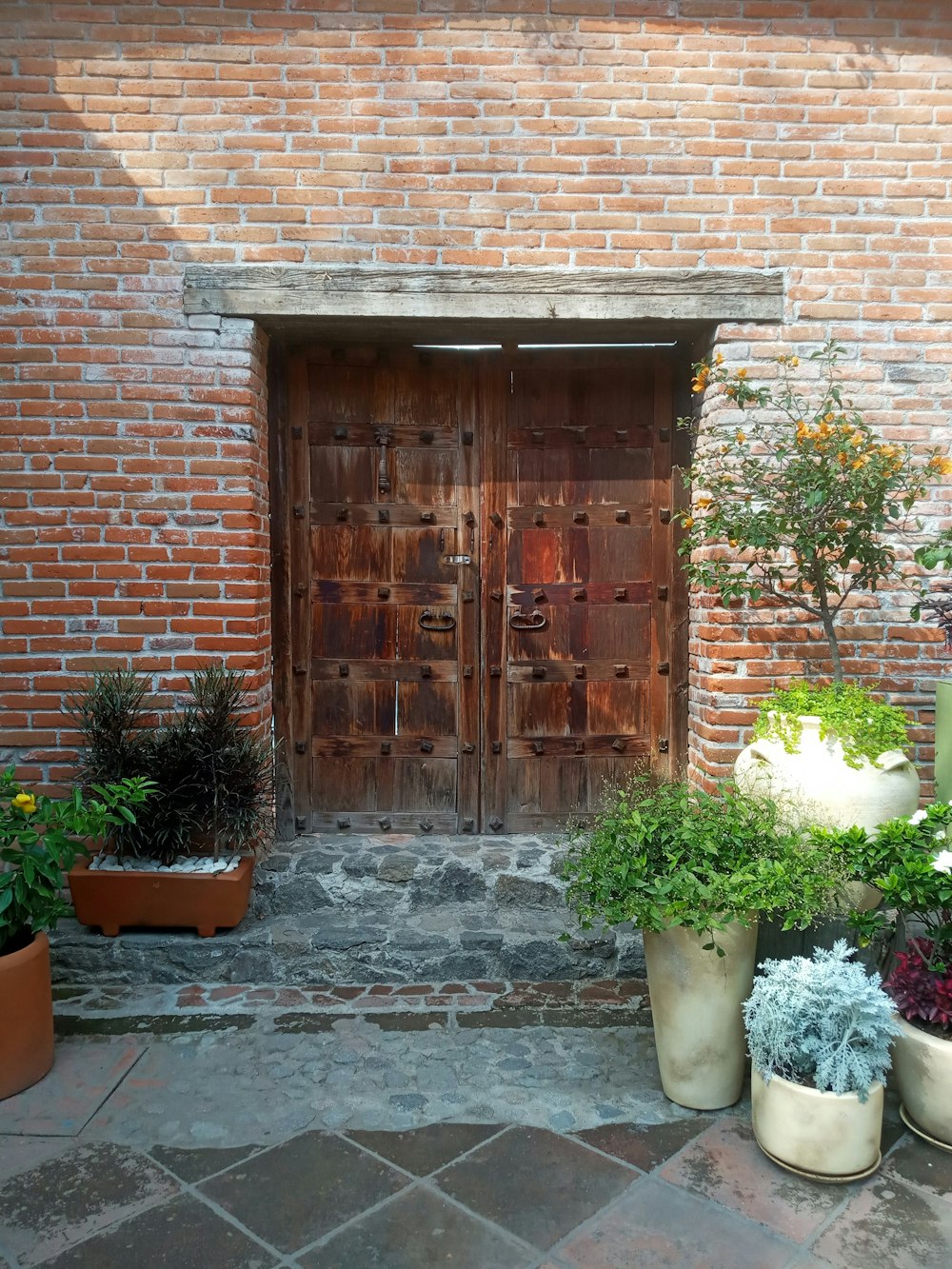 a door in a brick wall