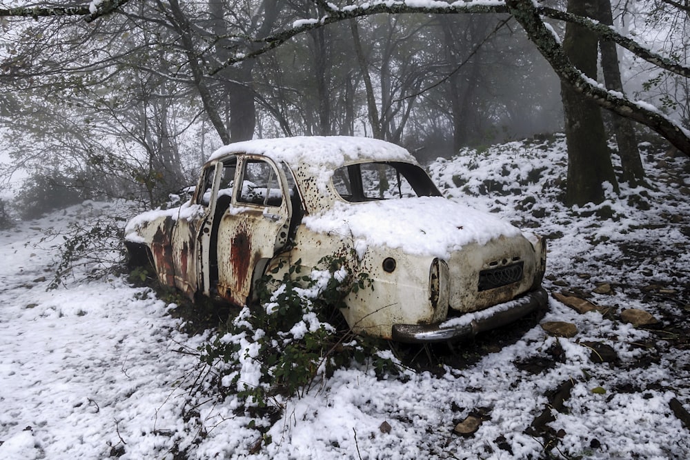 a car covered in snow