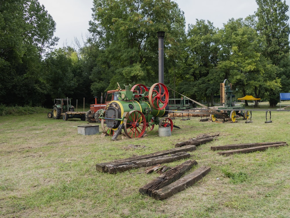 a group of tractors in a field