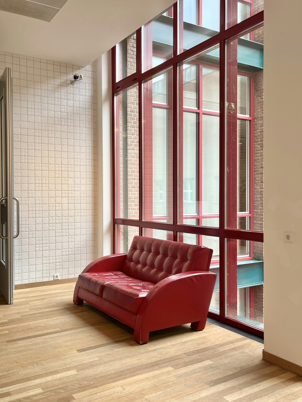 a red couch in a room