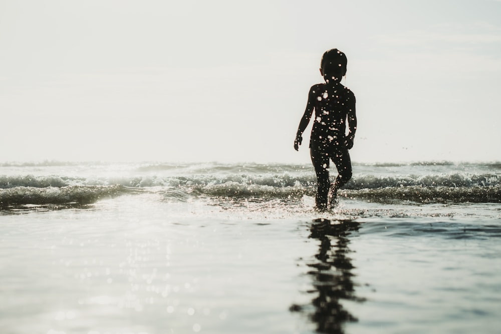 a person running in the water