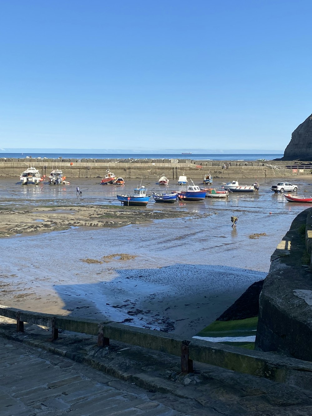 a group of boats sit in a harbor