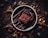 A rich, indulgent chocolate dessert is presented on a dark plate, drizzled with melted chocolate. Surrounding the dessert, several pieces of chocolate and cocoa beans are artfully scattered on a dark wooden surface, enhancing the image's decadent and luxurious feel.