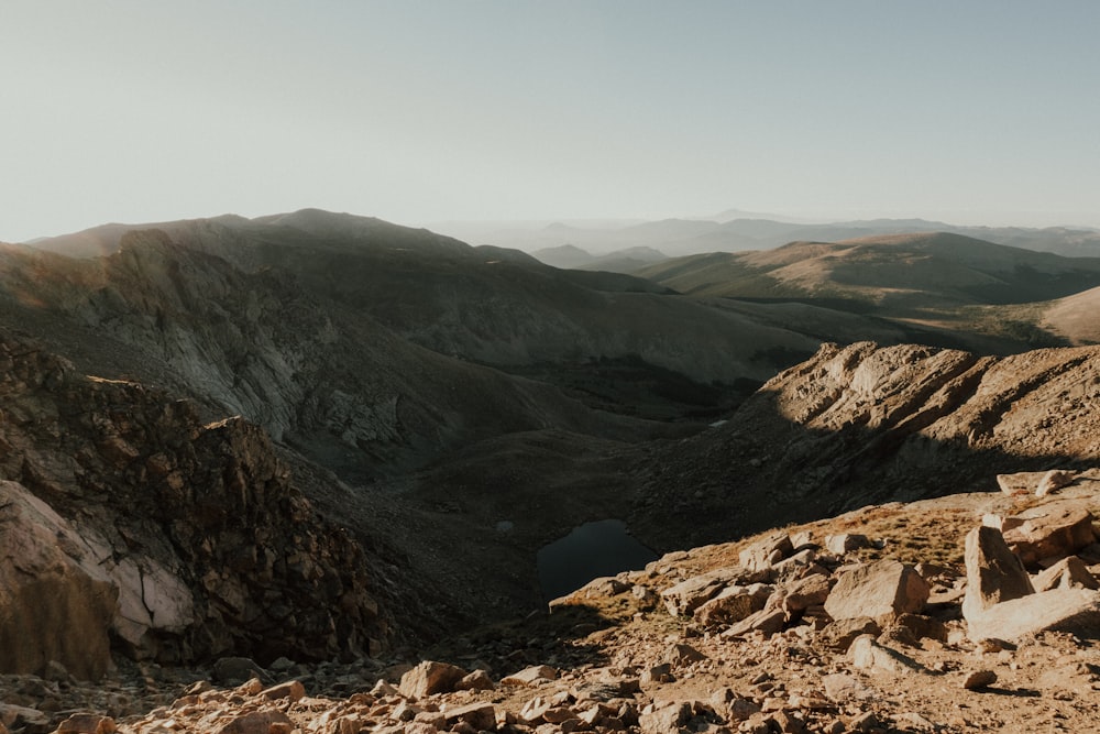 a rocky landscape with hills