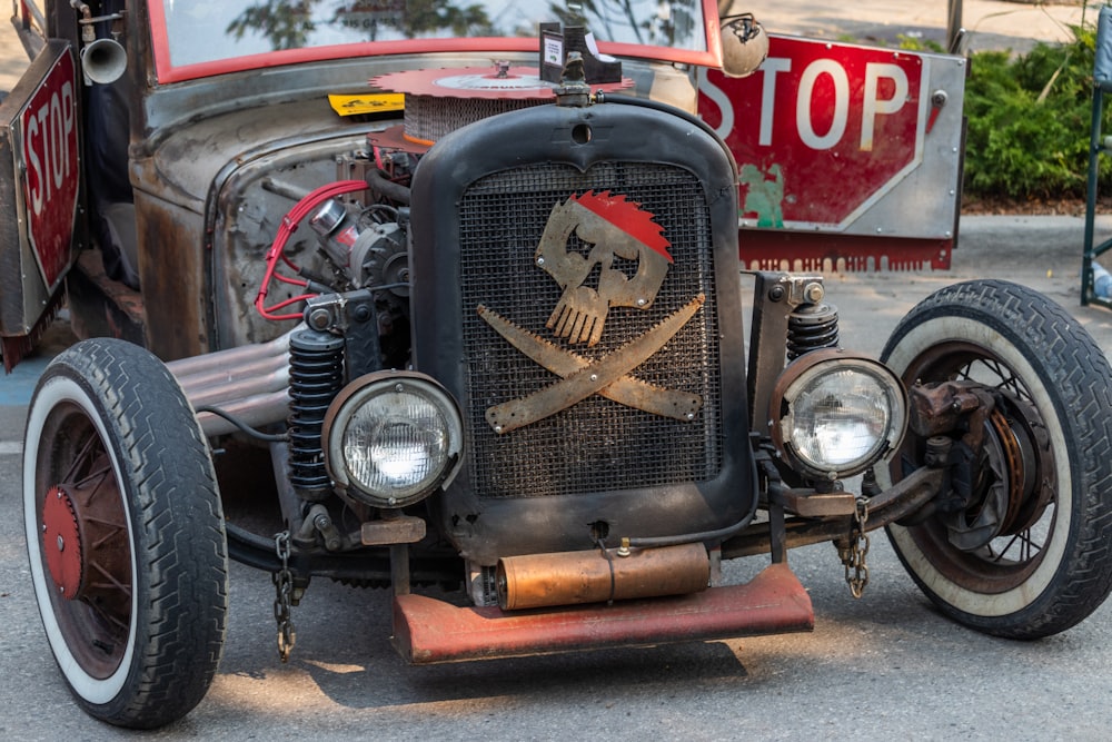 a car with a large engine