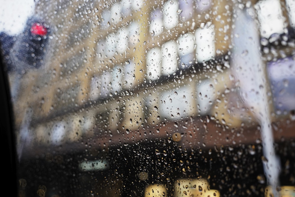 a window with rain drops on it