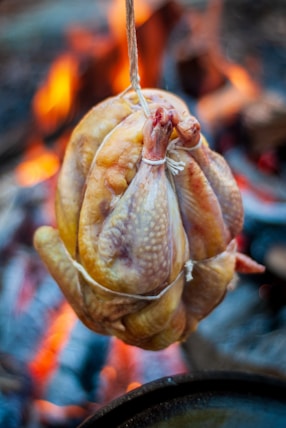 a close-up of a pig roast