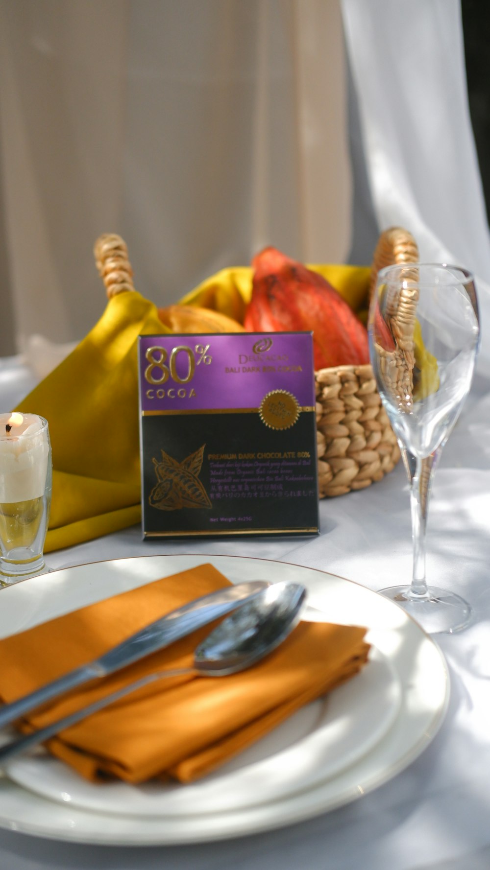 a plate with food and a box on it