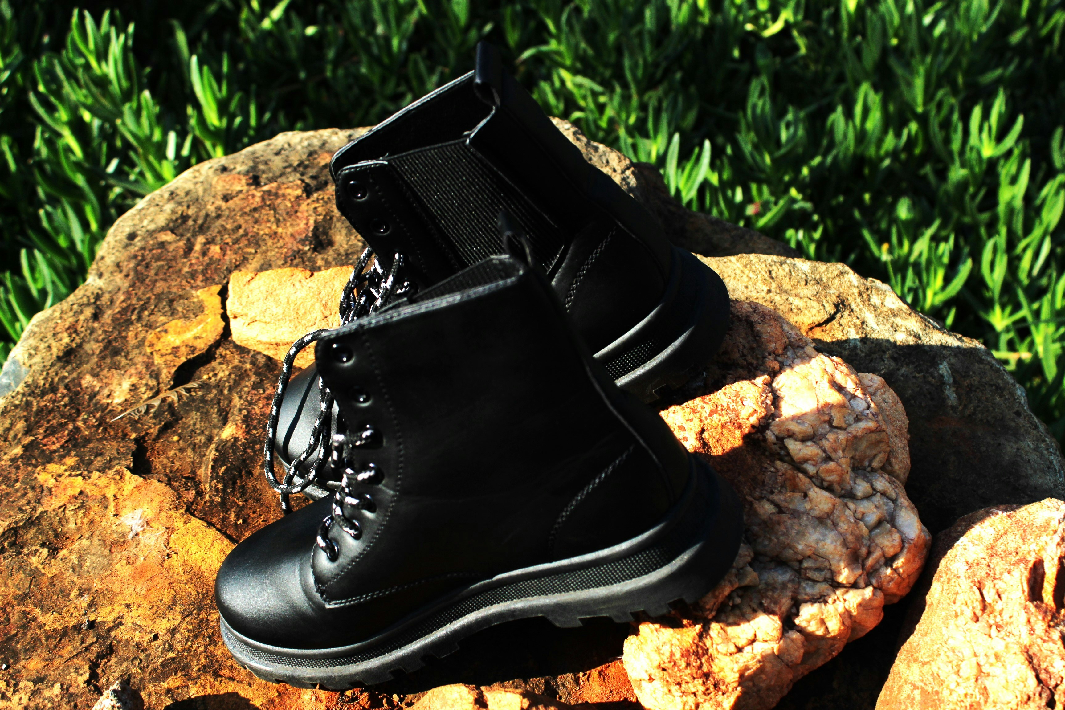Black boot on rock