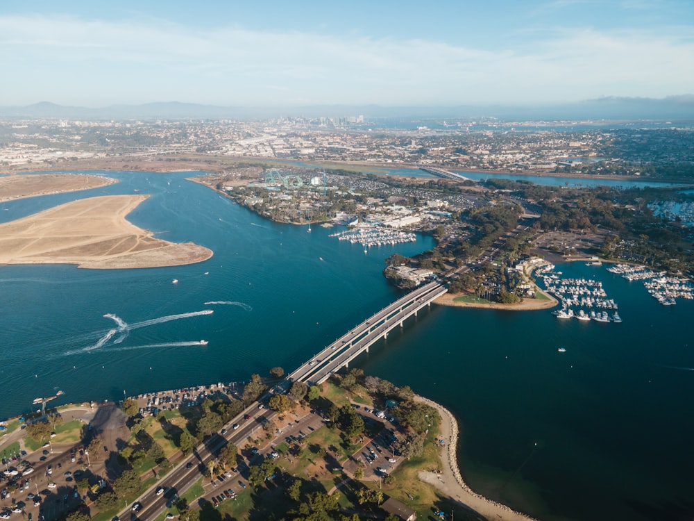 an aerial view of a city