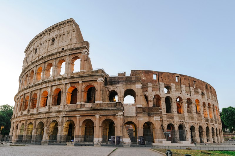 The Colosseum in Rome in golden hour light