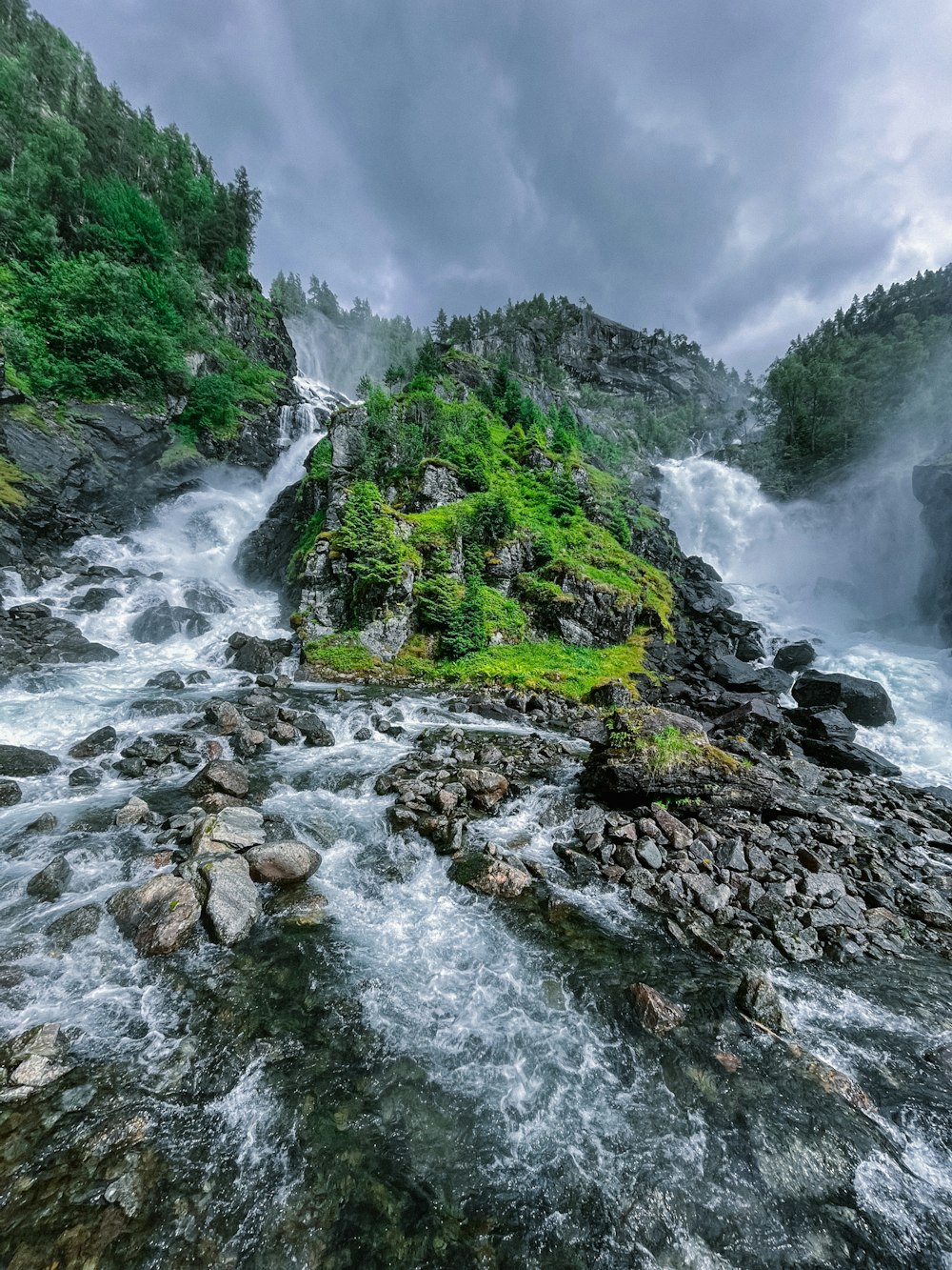 a river with rocks and trees