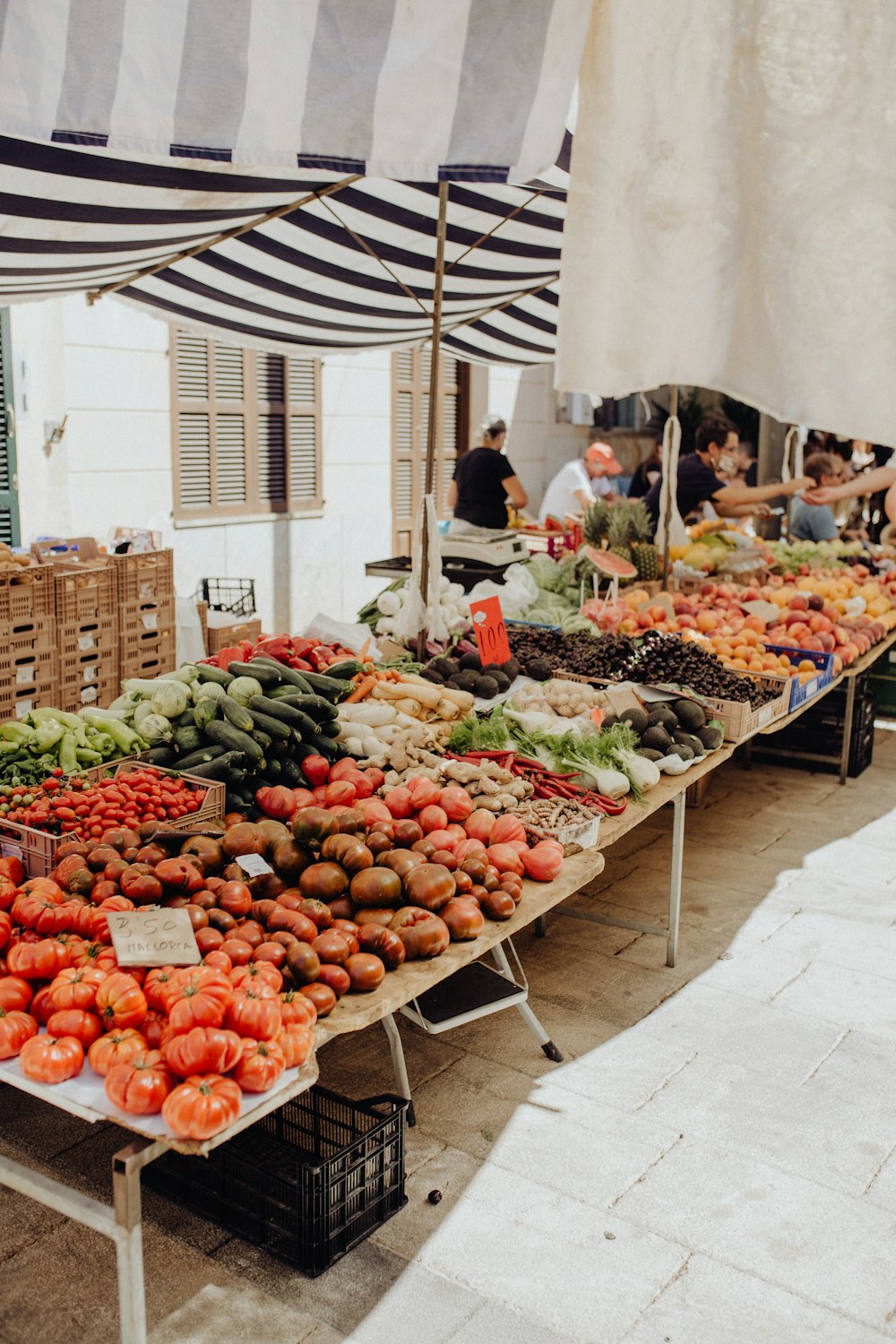 a market with fruits and vegetables