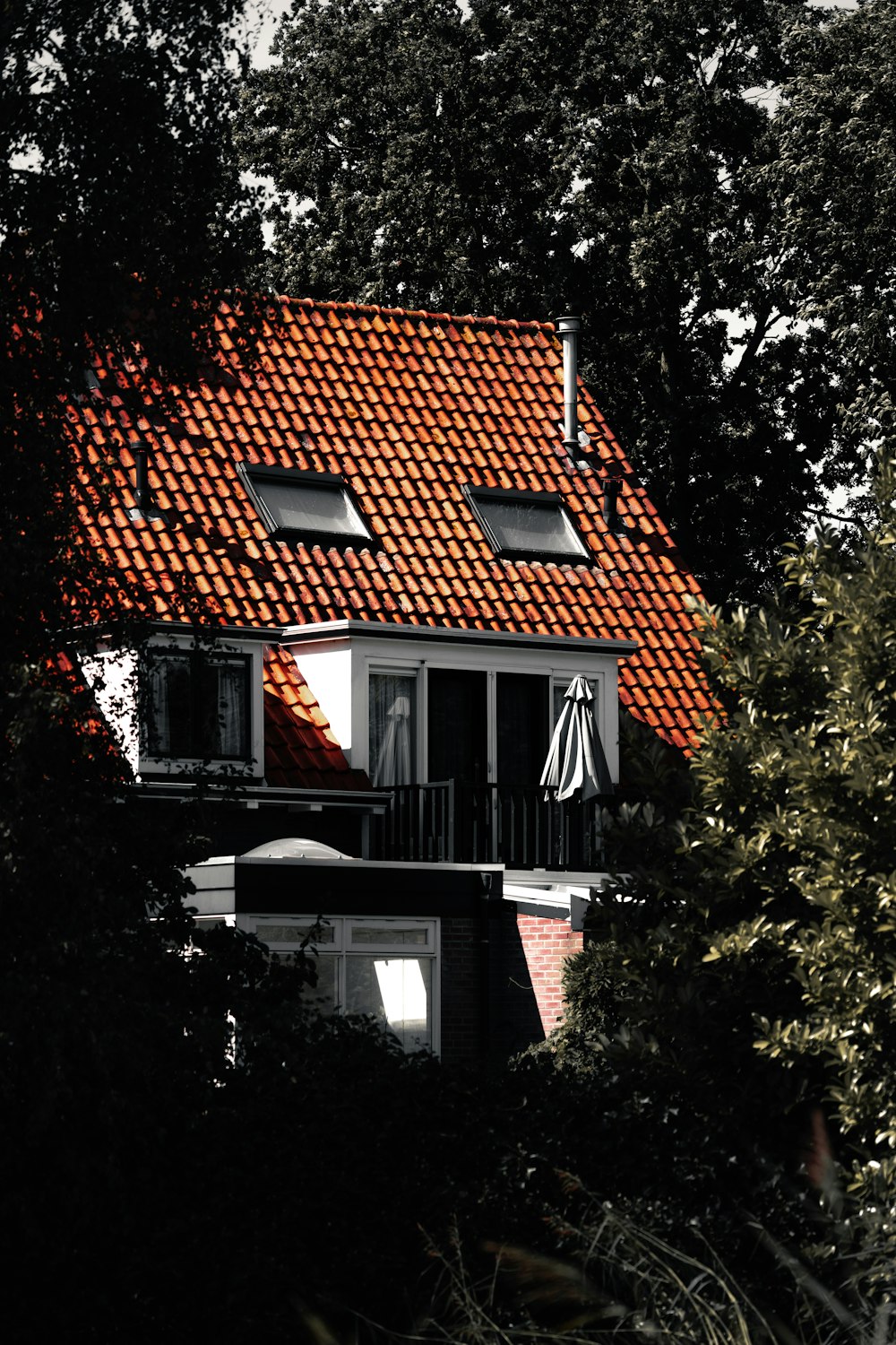 a house with a red roof