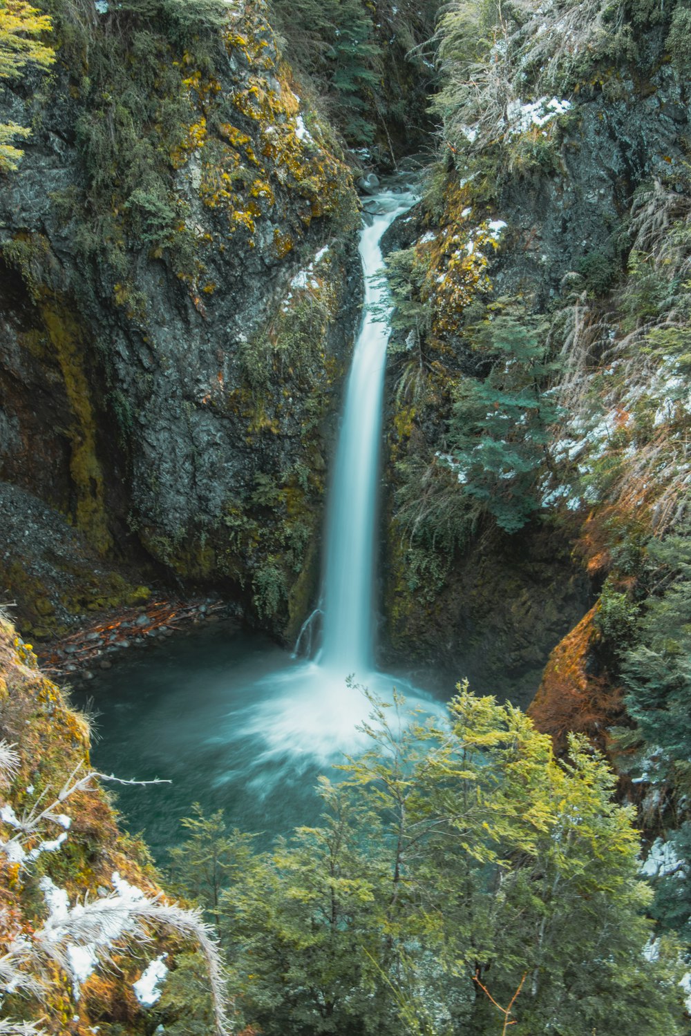 a waterfall in a forest