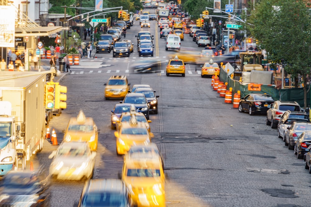 a busy street with traffic