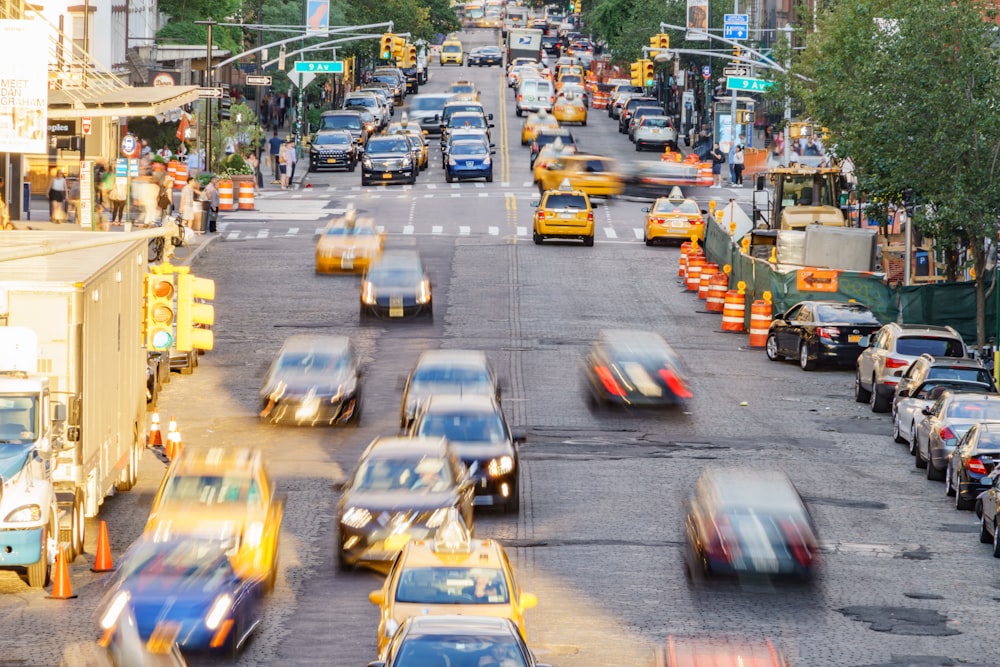 a busy street with traffic