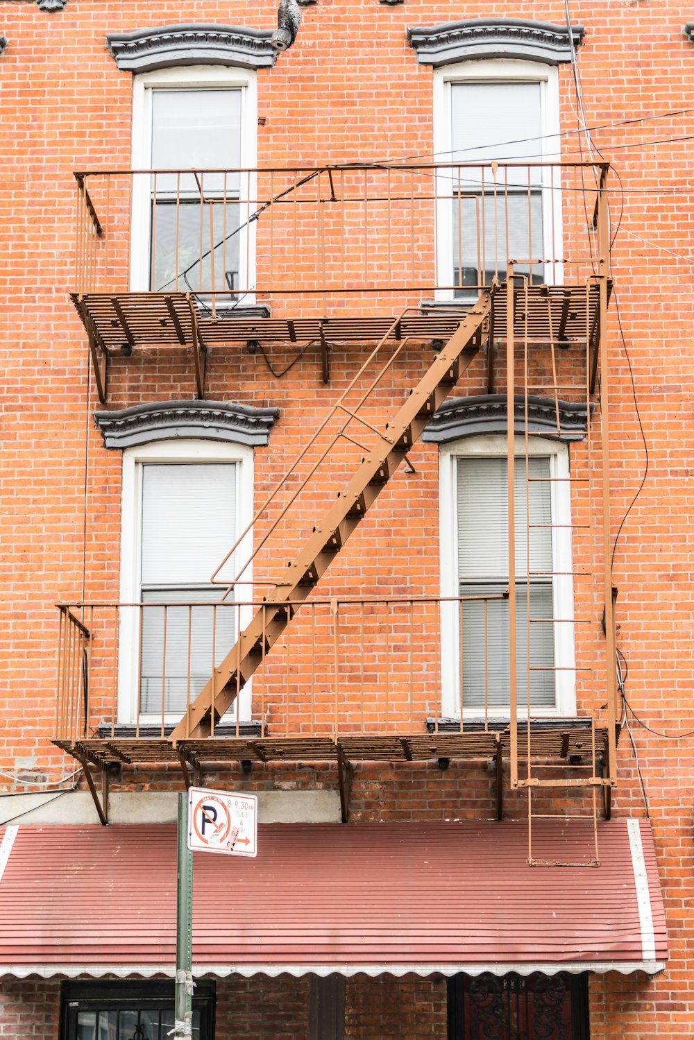 a brick building with a staircase