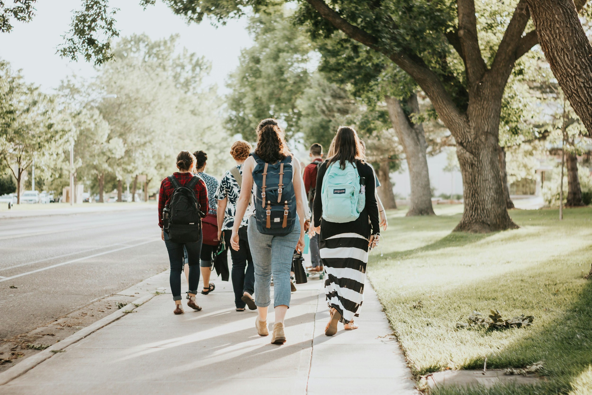 university campus students walking